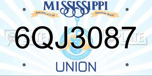 6QJ3087 Mississippi License Plate