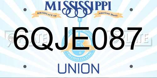 6QJE087 Mississippi License Plate