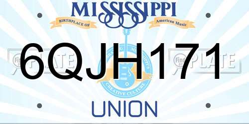 6QJH171 Mississippi License Plate