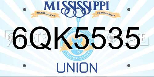 6QK5535 Mississippi License Plate