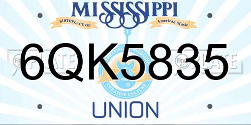 6QK5835 Mississippi License Plate