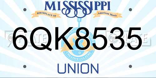 6QK8535 Mississippi License Plate