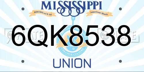 6QK8538 Mississippi License Plate