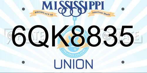 6QK8835 Mississippi License Plate