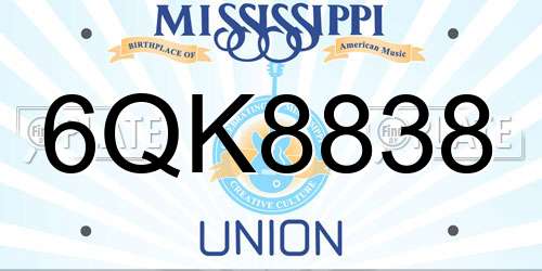 6QK8838 Mississippi License Plate