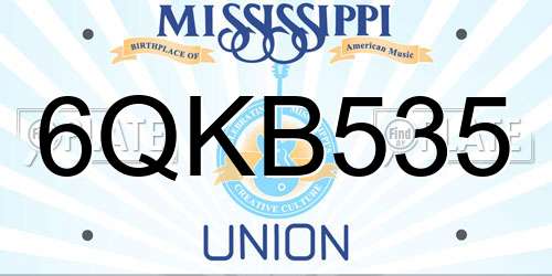 6QKB535 Mississippi License Plate