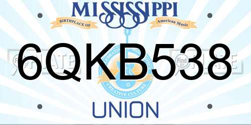 6QKB538 Mississippi License Plate