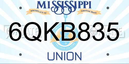 6QKB835 Mississippi License Plate