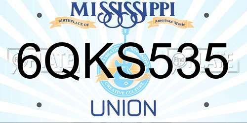 6QKS535 Mississippi License Plate