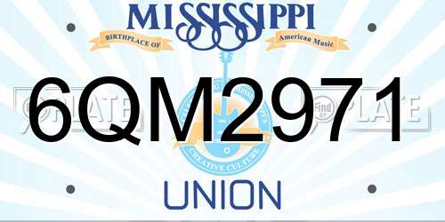 6QM2971 Mississippi License Plate