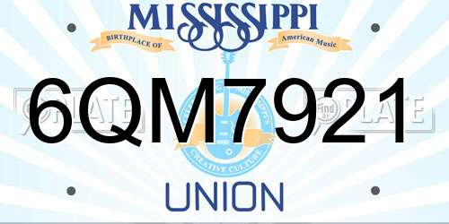 6QM7921 Mississippi License Plate