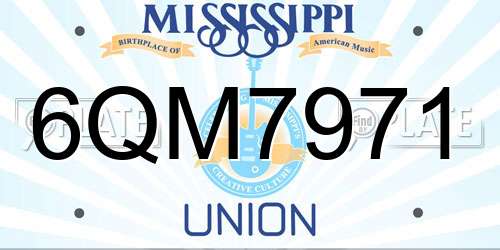 6QM7971 Mississippi License Plate