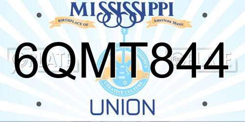 6QMT844 Mississippi License Plate