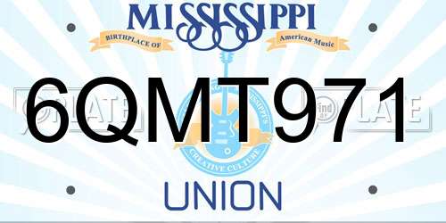 6QMT971 Mississippi License Plate