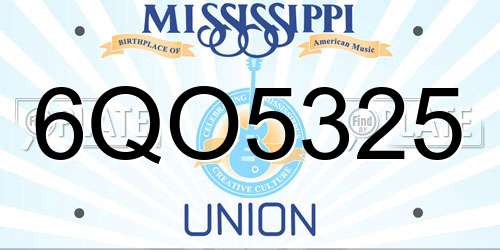 6QO5325 Mississippi License Plate