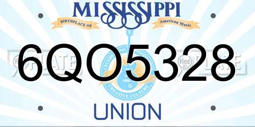 6QO5328 Mississippi License Plate