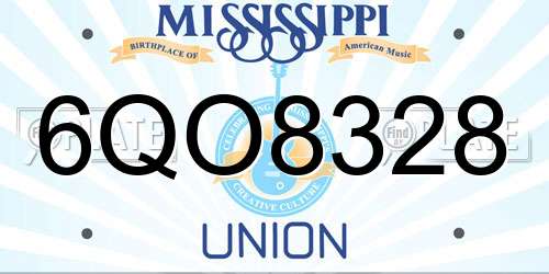 6QO8328 Mississippi License Plate