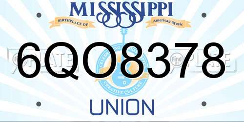 6QO8378 Mississippi License Plate