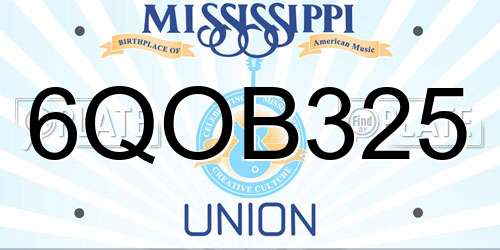 6QOB325 Mississippi License Plate