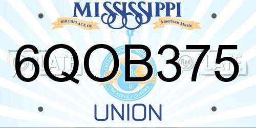 6QOB375 Mississippi License Plate