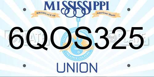 6QOS325 Mississippi License Plate