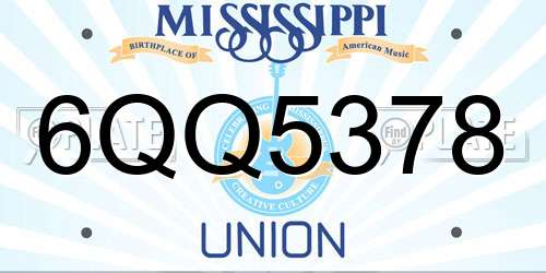 6QQ5378 Mississippi License Plate