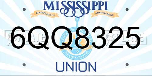 6QQ8325 Mississippi License Plate