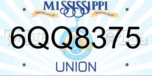 6QQ8375 Mississippi License Plate
