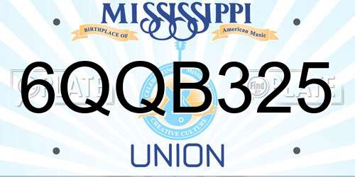 6QQB325 Mississippi License Plate