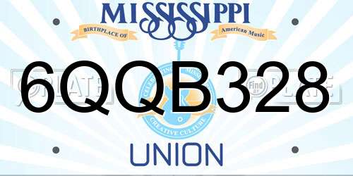 6QQB328 Mississippi License Plate
