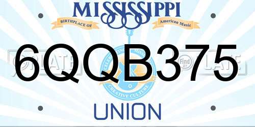 6QQB375 Mississippi License Plate