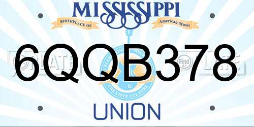 6QQB378 Mississippi License Plate