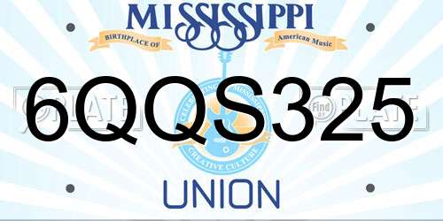 6QQS325 Mississippi License Plate