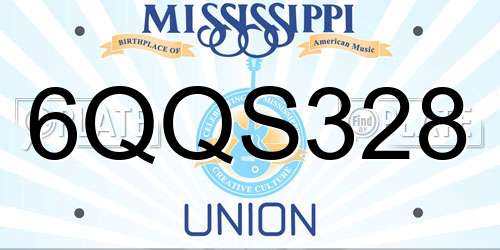 6QQS328 Mississippi License Plate