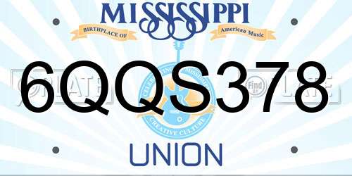 6QQS378 Mississippi License Plate