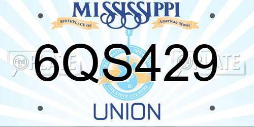 6QS429 Mississippi License Plate