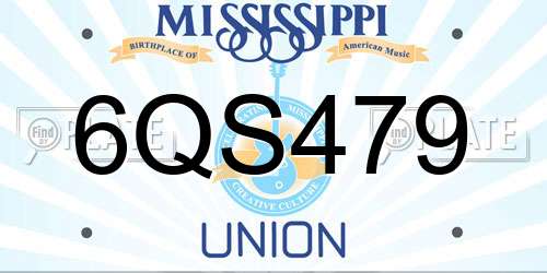6QS479 Mississippi License Plate