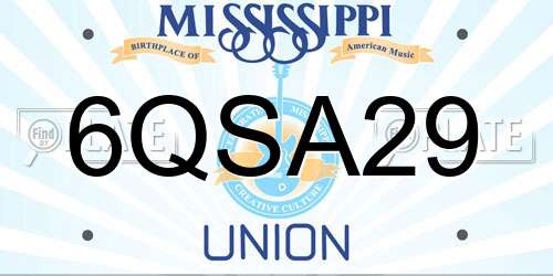 6QSA29 Mississippi License Plate