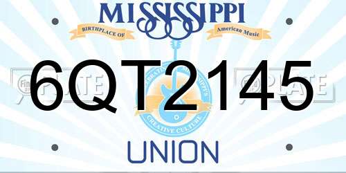 6QT2145 Mississippi License Plate