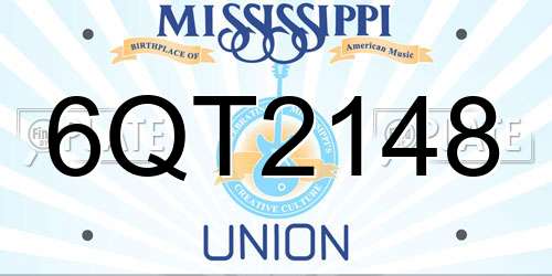 6QT2148 Mississippi License Plate