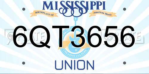 6QT3656 Mississippi License Plate