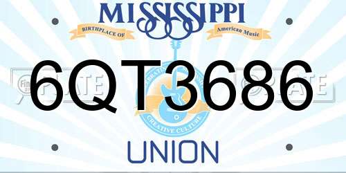 6QT3686 Mississippi License Plate