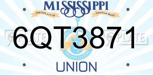 6QT3871 Mississippi License Plate