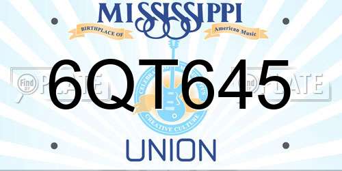 6QT645 Mississippi License Plate