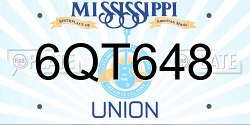 6QT648 Mississippi License Plate