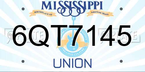 6QT7145 Mississippi License Plate