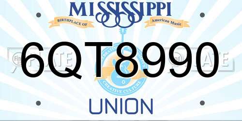 6QT8990 Mississippi License Plate