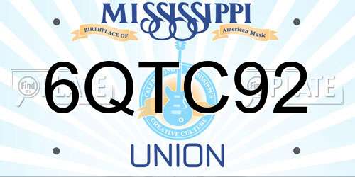 6QTC92 Mississippi License Plate