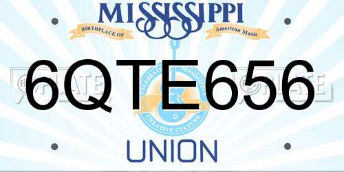 6QTE656 Mississippi License Plate