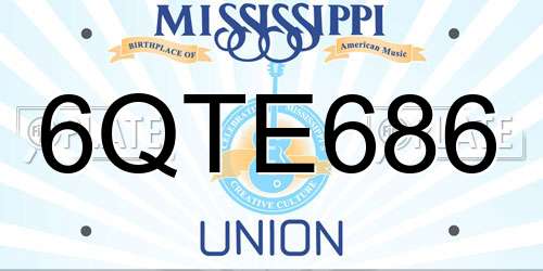 6QTE686 Mississippi License Plate